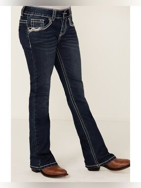 Shyanne girls bootcut floral embroiderey light thred mid rise to low rise jeans